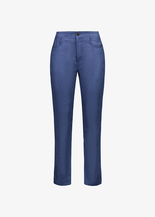 Vivian Pant Blue Houndstooth