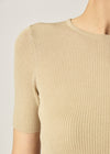Basel Knit Short Sleeve Top Beige