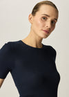 Basel Knit Short Sleeve Top Navy