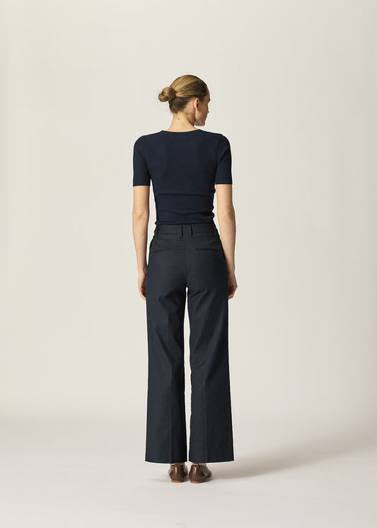 Basel Knit Short Sleeve Top Navy