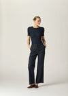 Basel Knit Short Sleeve Top Navy