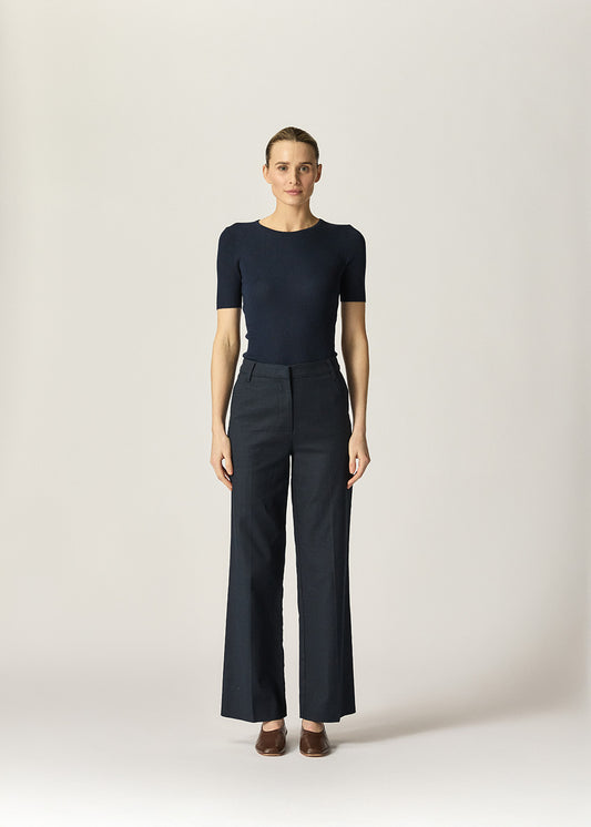 Basel Knit Short Sleeve Top Navy