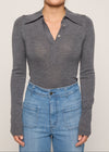 Eleanor Half Placket Top Charcoal