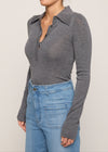 Eleanor Half Placket Top Charcoal