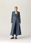 Venetian Maxi Coat Indigo Herringbone