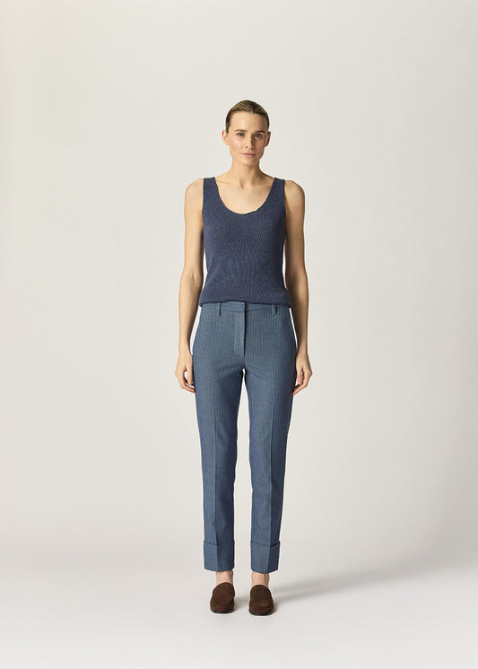 Viktoriya Suit Pant Indigo Herringbone