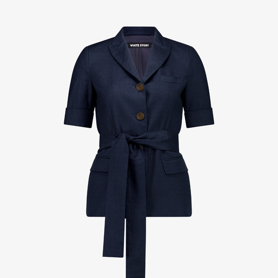 Viktor Short Sleeve Blazer Navy – White Story - Main Image