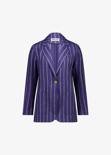 Harriet Blazer Navy Beige Stripe
