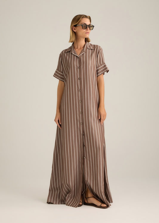 Sirena Dress Choc Stripe