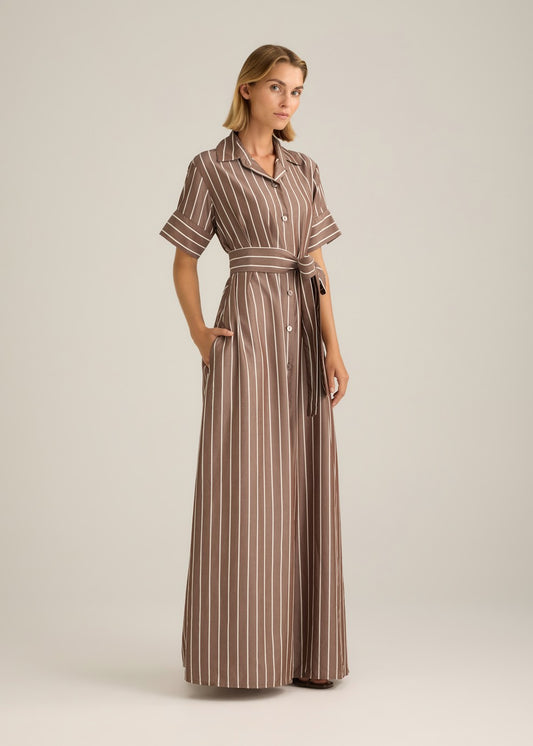 Sirena Dress Choc Stripe
