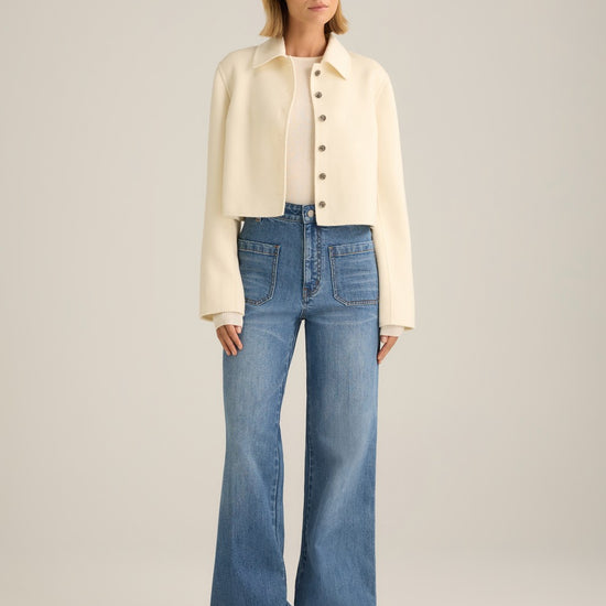 Rosetta cropped wool cashmere jacket in ecru