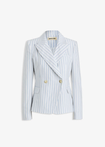 Como DB Blazer Ivory/Denim Stripe