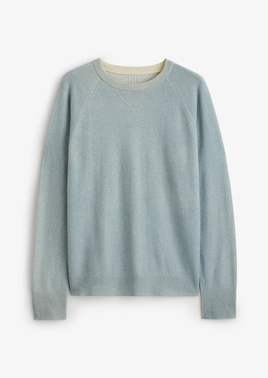 Crew Neck Cashmere Pale Blue Spray