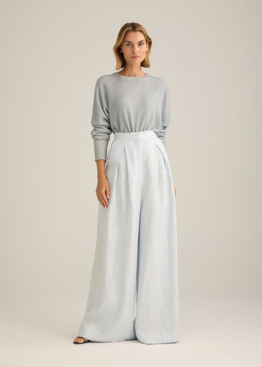 Crew Neck Cashmere Pale Blue Spray