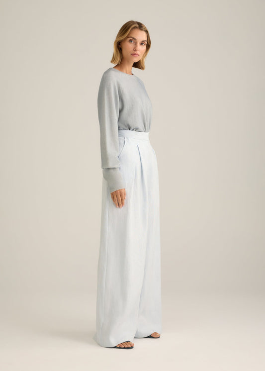 Crew Neck Cashmere Pale Blue Spray