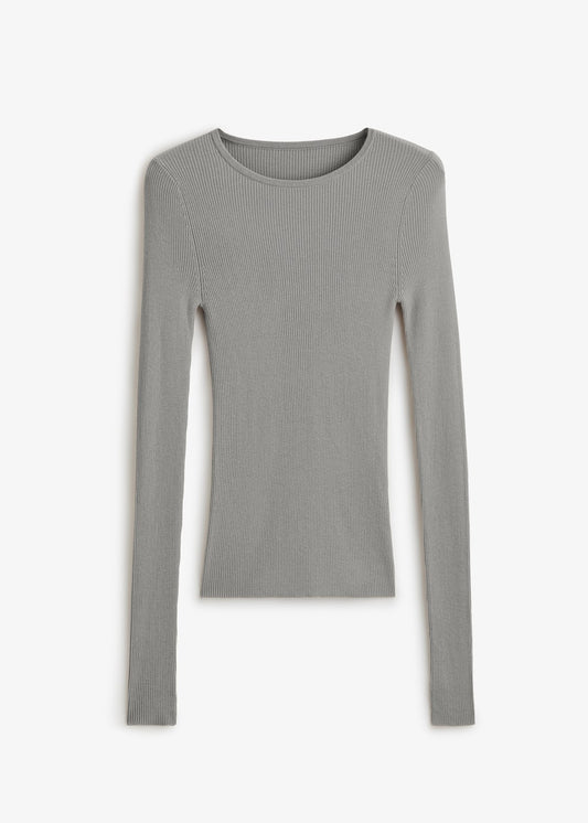 Basel Rib Long Sleeve Charcoal Marle