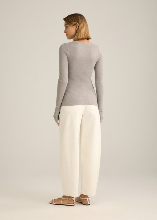 Basel Rib Long Sleeve Charcoal Marle