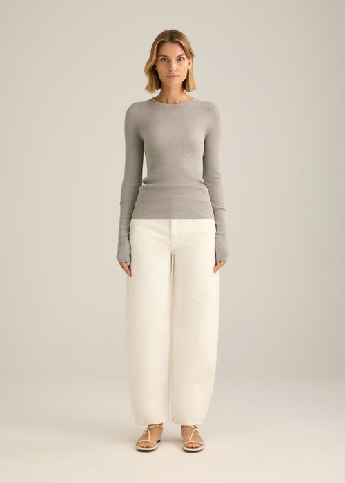 Basel Rib Long Sleeve Charcoal Marle