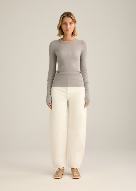 Basel Rib Long Sleeve Charcoal Marle