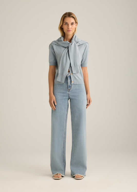Bianca Short Sleeve Cardigan Seafoam