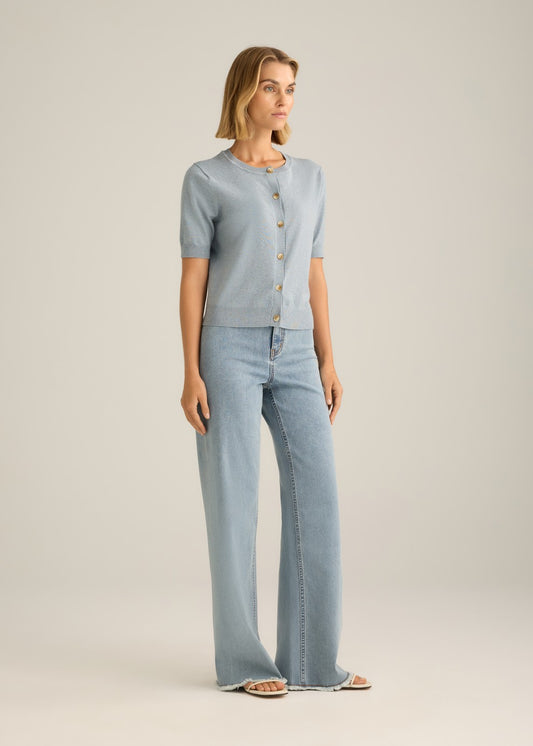 Bianca Short Sleeve Cardigan Seafoam