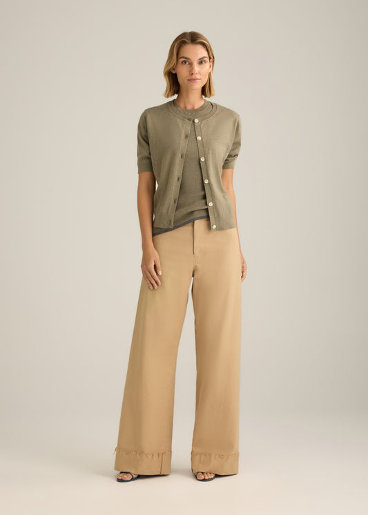 Bianca Short Sleeve Cardigan Khaki