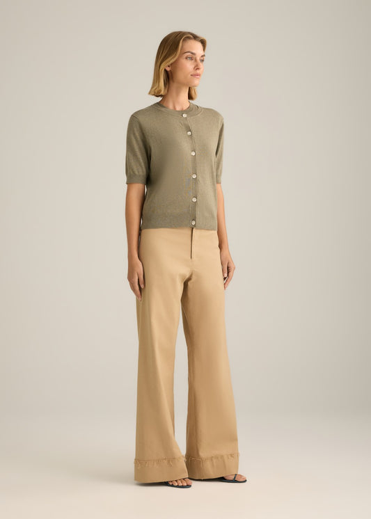 Bianca Short Sleeve Cardigan Khaki