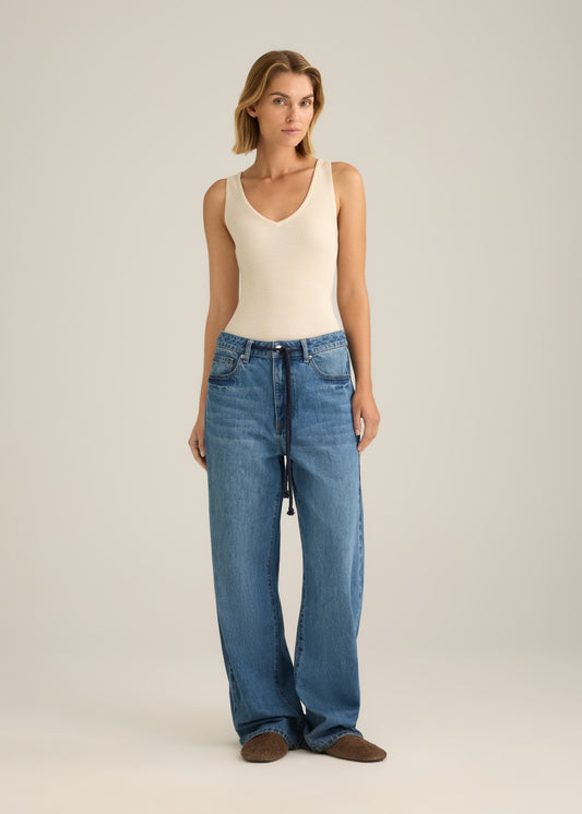 Basel V Neck Rib Ivory