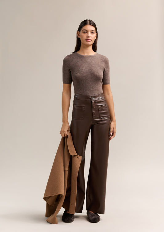 Annie Short Sleeve Top Chocolate Marle