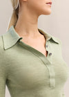 Eleanor Half Placket Top Pistachio Marle