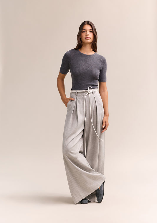 Annie Short Sleeve Top Charcoal Marle