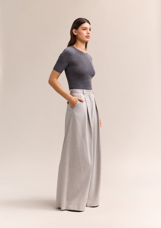 Annie Short Sleeve Top Charcoal Marle