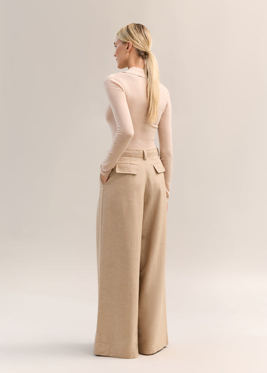 Eleanor Half Placket Top Wheat