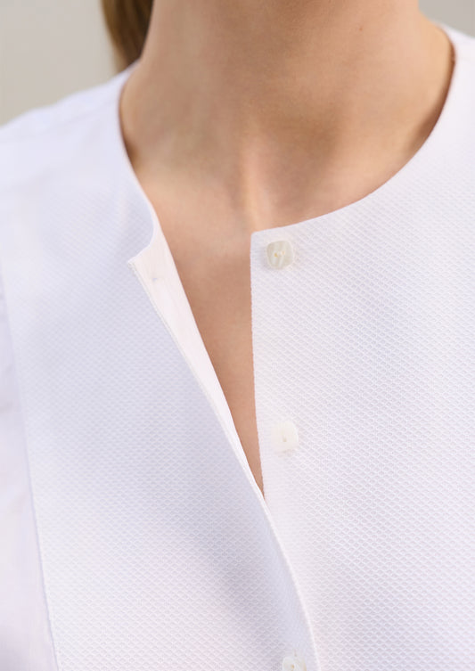 Aviva Sleeveless Tuxedo Shirt White