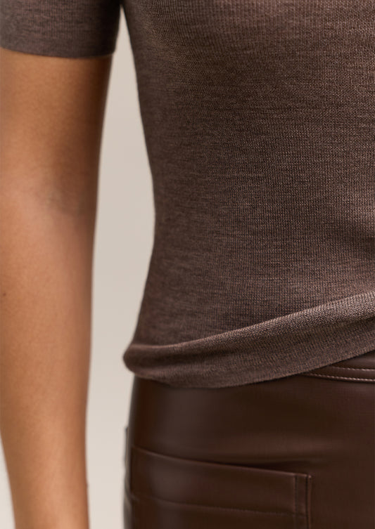 Annie Short Sleeve Top Chocolate Marle