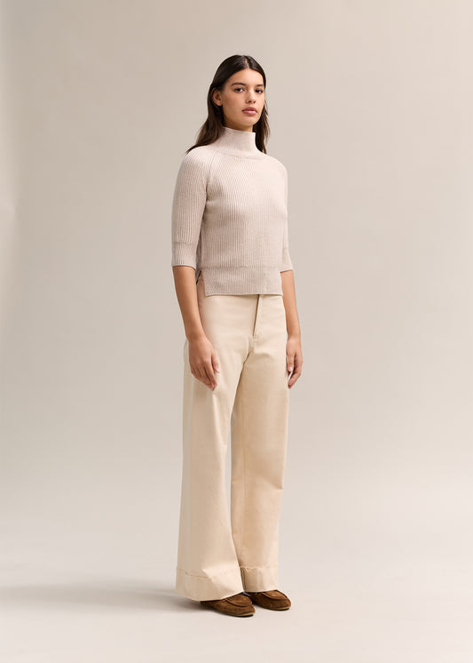 Donna High Neck Knit Oat Marle