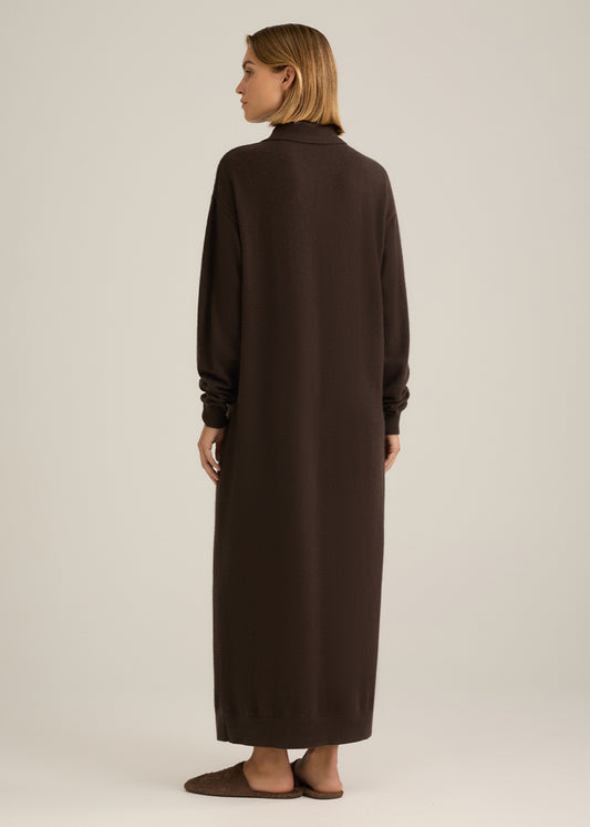 Gemini Polo Knit Dress Bitter Chocolate