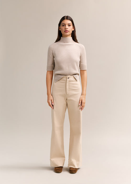 Donna High Neck Knit Oat Marle