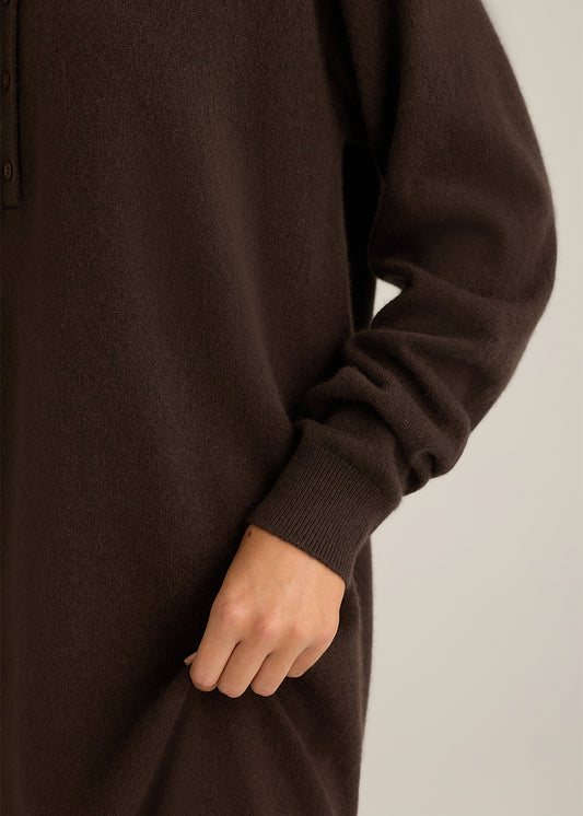 Gemini Polo Knit Dress Bitter Chocolate