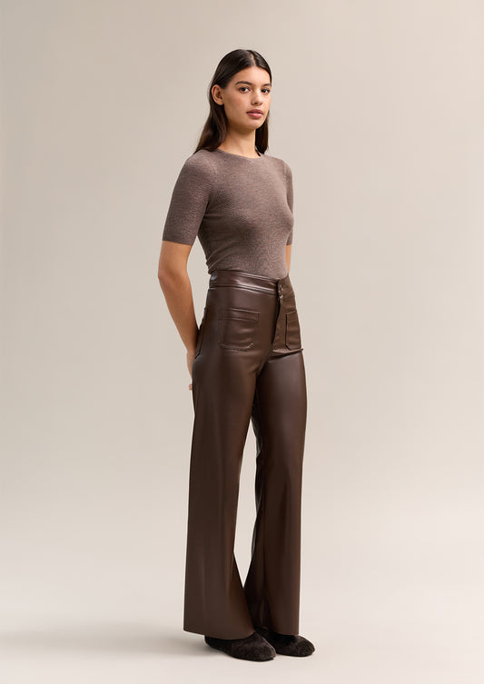 Annie Short Sleeve Top Chocolate Marle