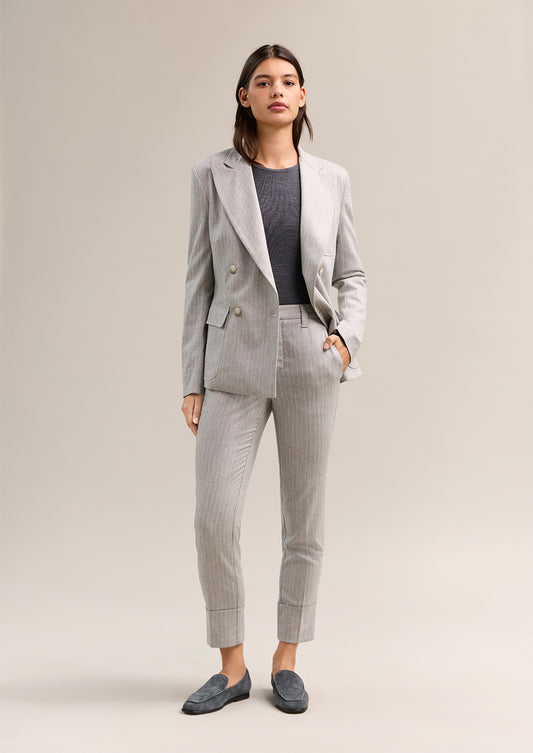 Viktoriya Suit Pant Silver Pinstripe