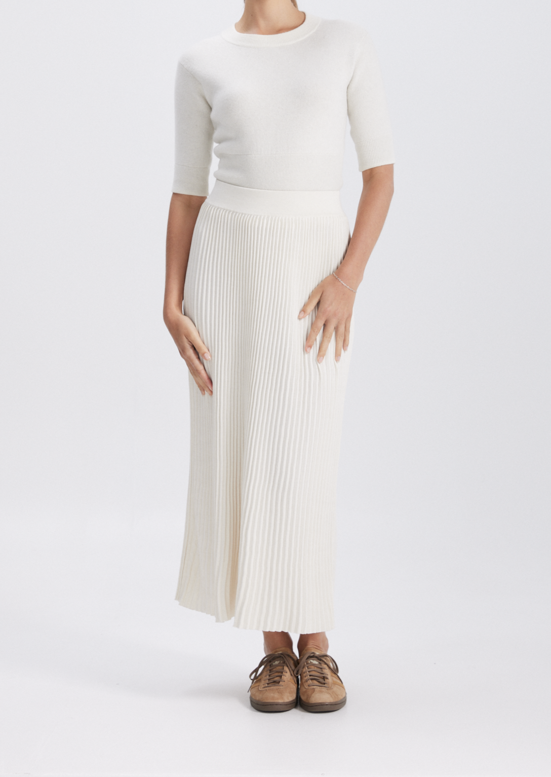 Tori Pleat Skirt White Story