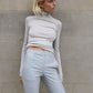 Julia Rib Roll Neck Grey